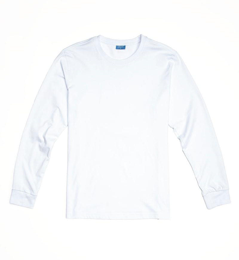 City Lab Fitted Long Sleeve Shirt, Crew (0209R) – Black/Ice White