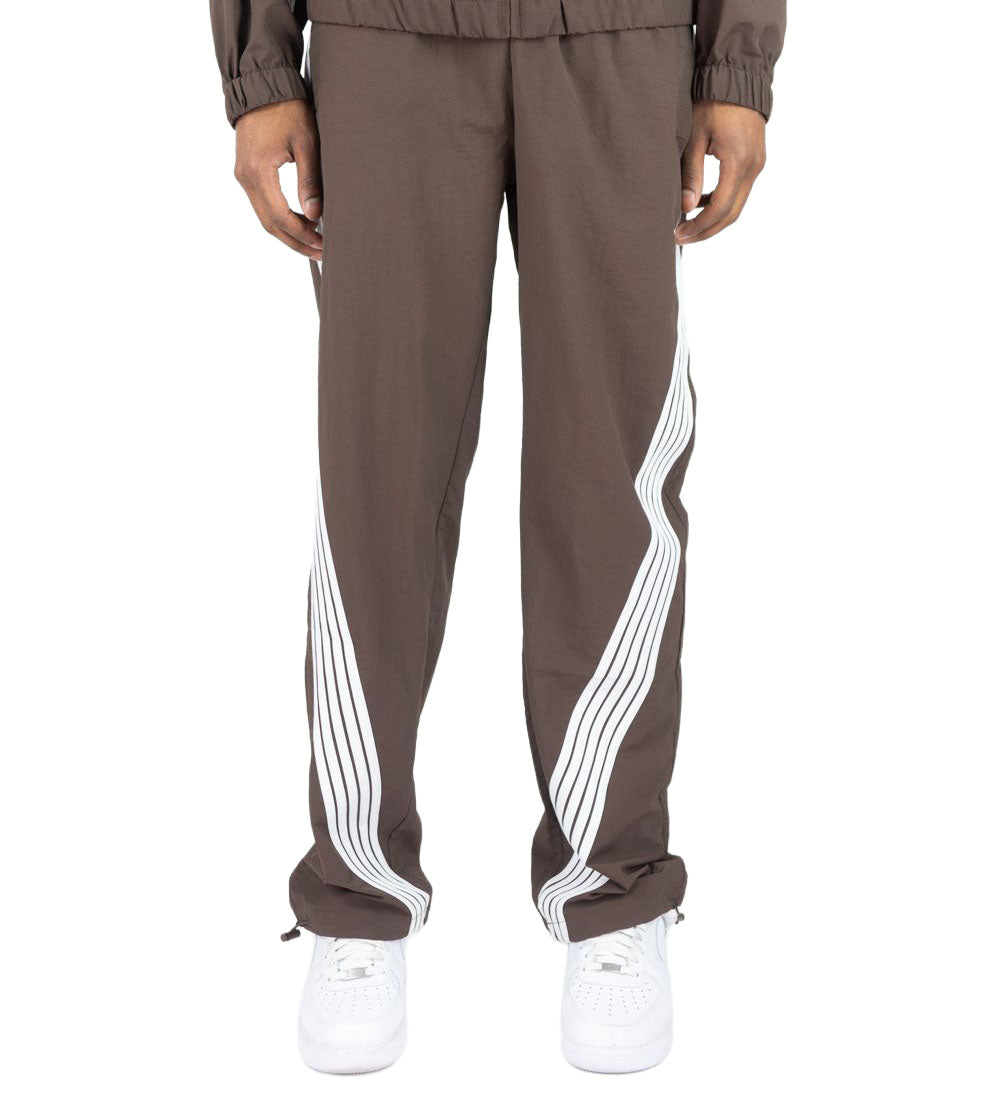 Brown Rebel Minds Stripe Nylon Pants on a white background