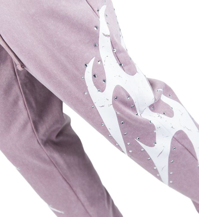 Rebel Minds Stud Acid Wash Flared Pants