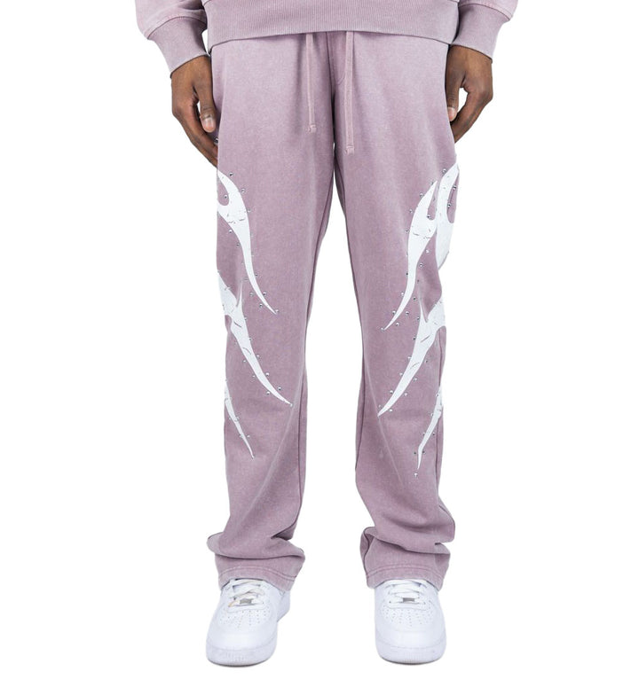 Rebel Minds Stud Acid Wash Flared Pants