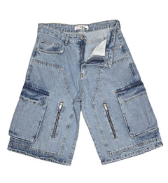 2Y Premium Kapri Cargo Denim Shorts Blue 1124ES3215 | Pro Feet