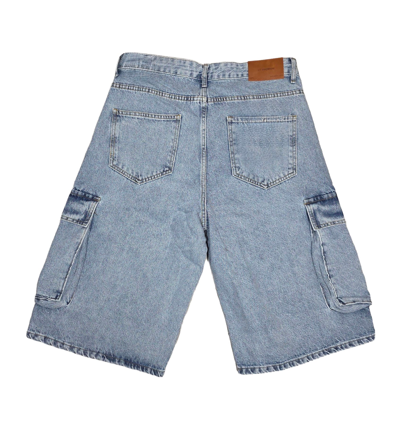 2Y Premium Kapri Cargo Denim Shorts Blue 1124ES3215 | Pro Feet