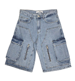 2Y Premium Kapri Cargo Denim Shorts Blue 1124ES3215 | Pro Feet