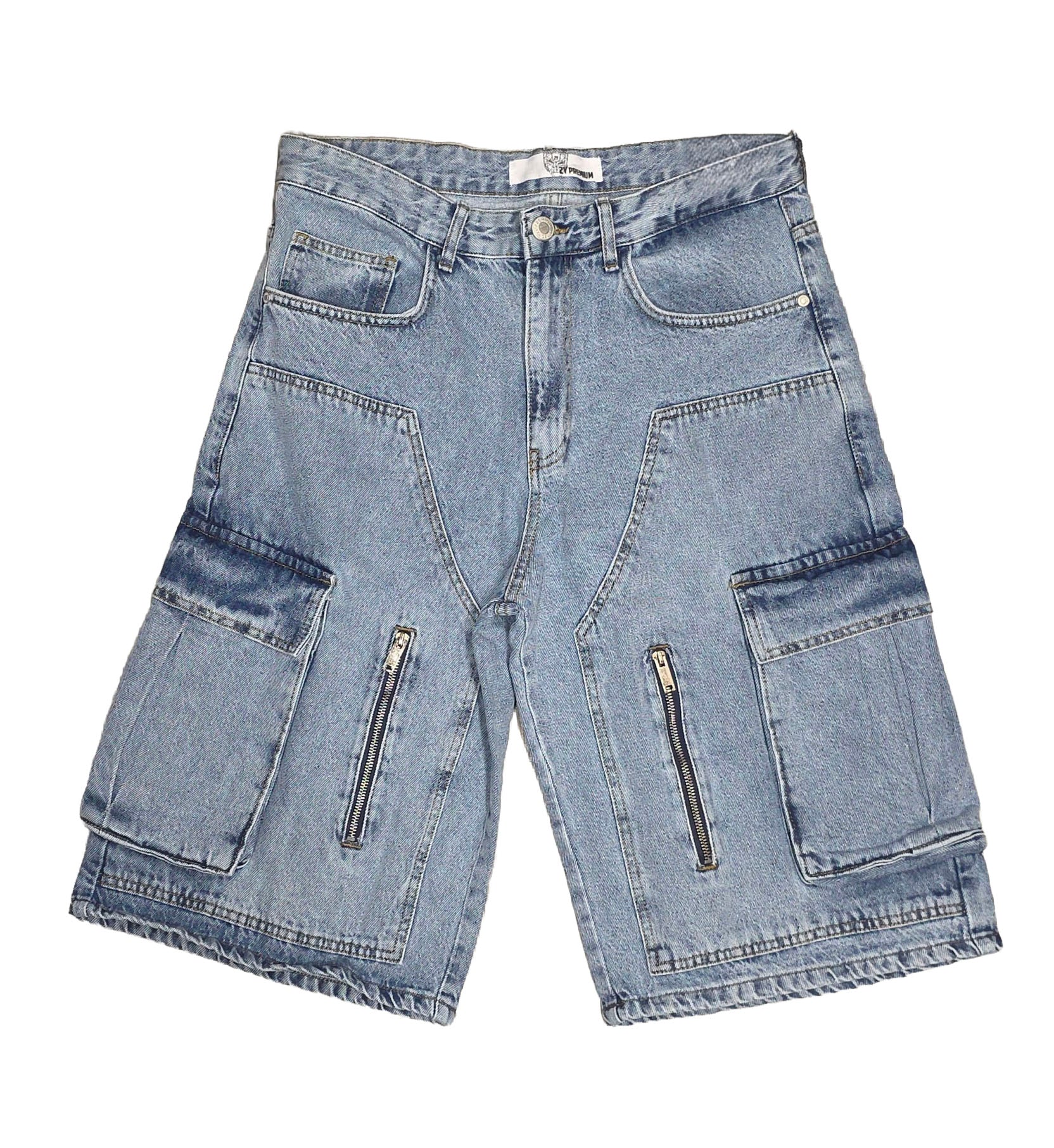 2Y Premium Kapri Cargo Denim Shorts Blue 1124ES3215 | Pro Feet
