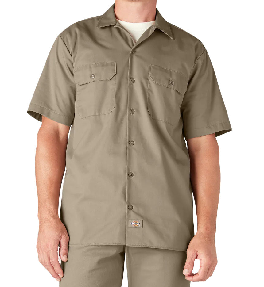 Desert Sand Dickies Short Sleeve Work Shirt on a white background