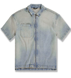 Radiant Denim Zip Up Shirt Cream Wash 2082-2R | Pro Feet