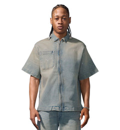 Radiant Denim Zip Up Shirt Cream Wash 2082-2R | Pro Feet