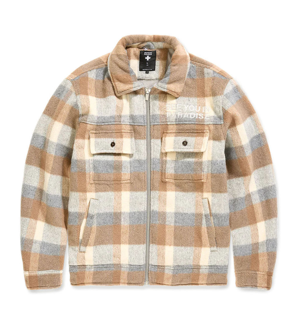 SYIP Hooded Flannel Shacket Khaki 2568-06 | Pro Feet