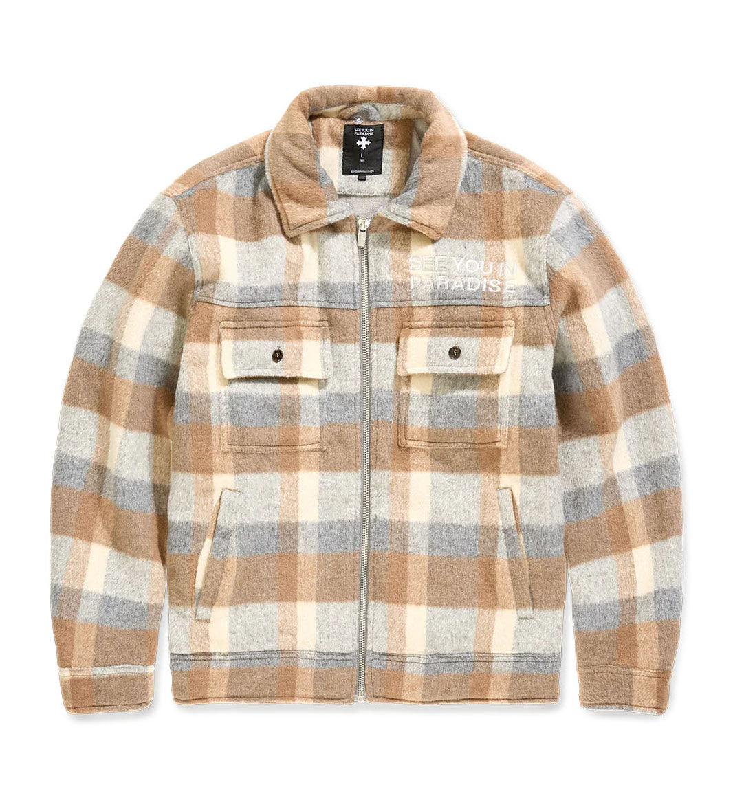 SYIP Hooded Flannel Shacket Khaki 2568-06 | Pro Feet