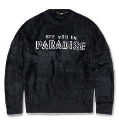 See You In Paradise Plush Crewneck Sweater Black 3992-10 | Pro Feet
