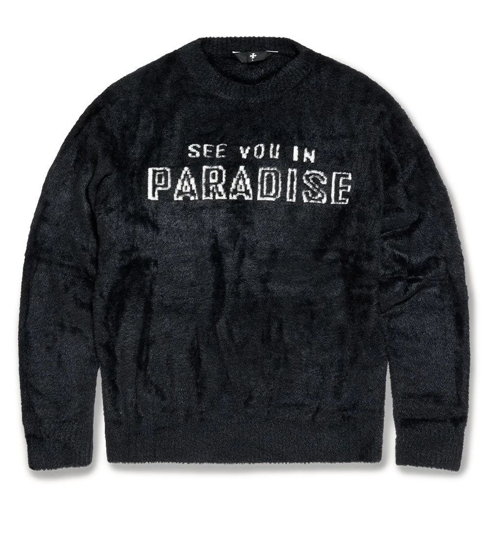 See You In Paradise Plush Crewneck Sweater Black 3992-10 | Pro Feet