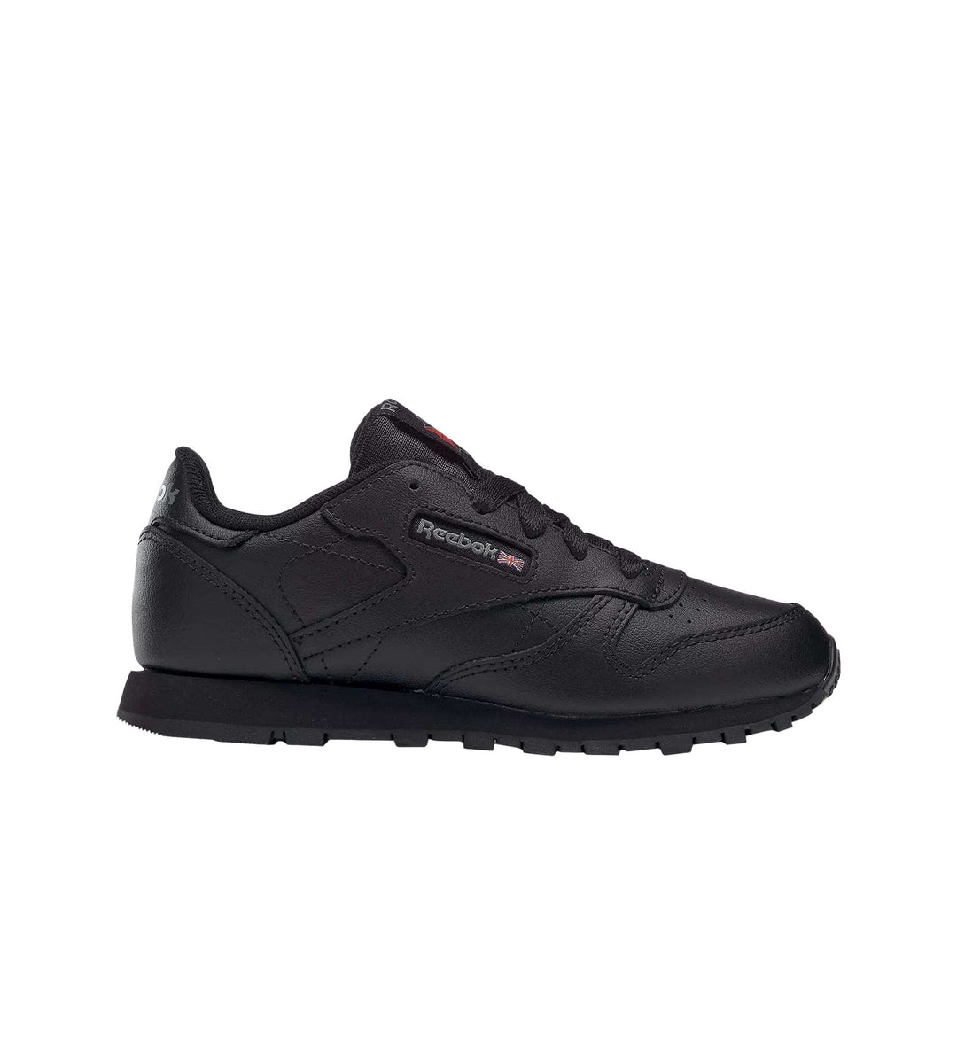All black preschool Reebok Classic Leather on white background.