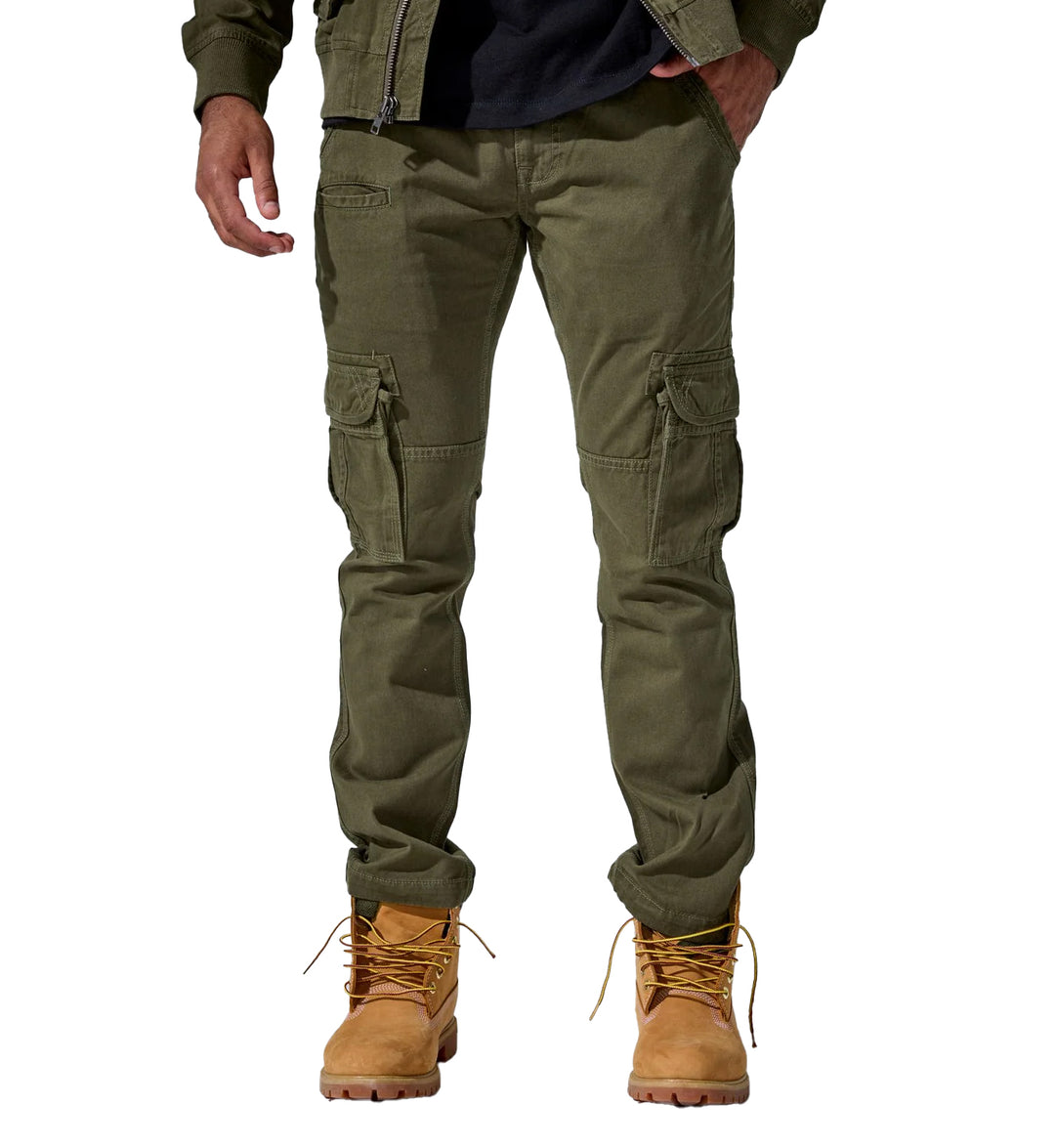 Person wearing Jordan Craig Xavier OG Cargo Pants — Army Green