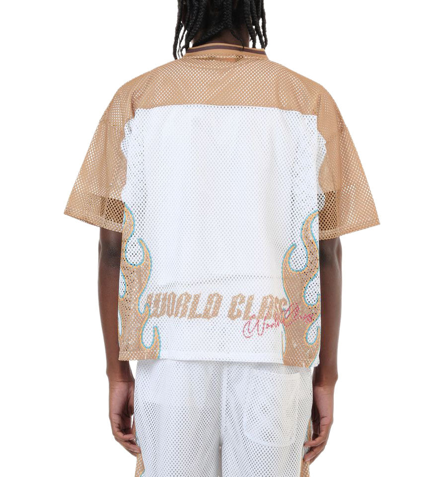 Copper Rivet Mesh Crop Jersey White Gold | Pro Feet | 611005-WH
