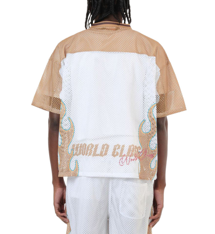Copper Rivet Mesh Crop Jersey White Gold | Pro Feet | 611005-WH