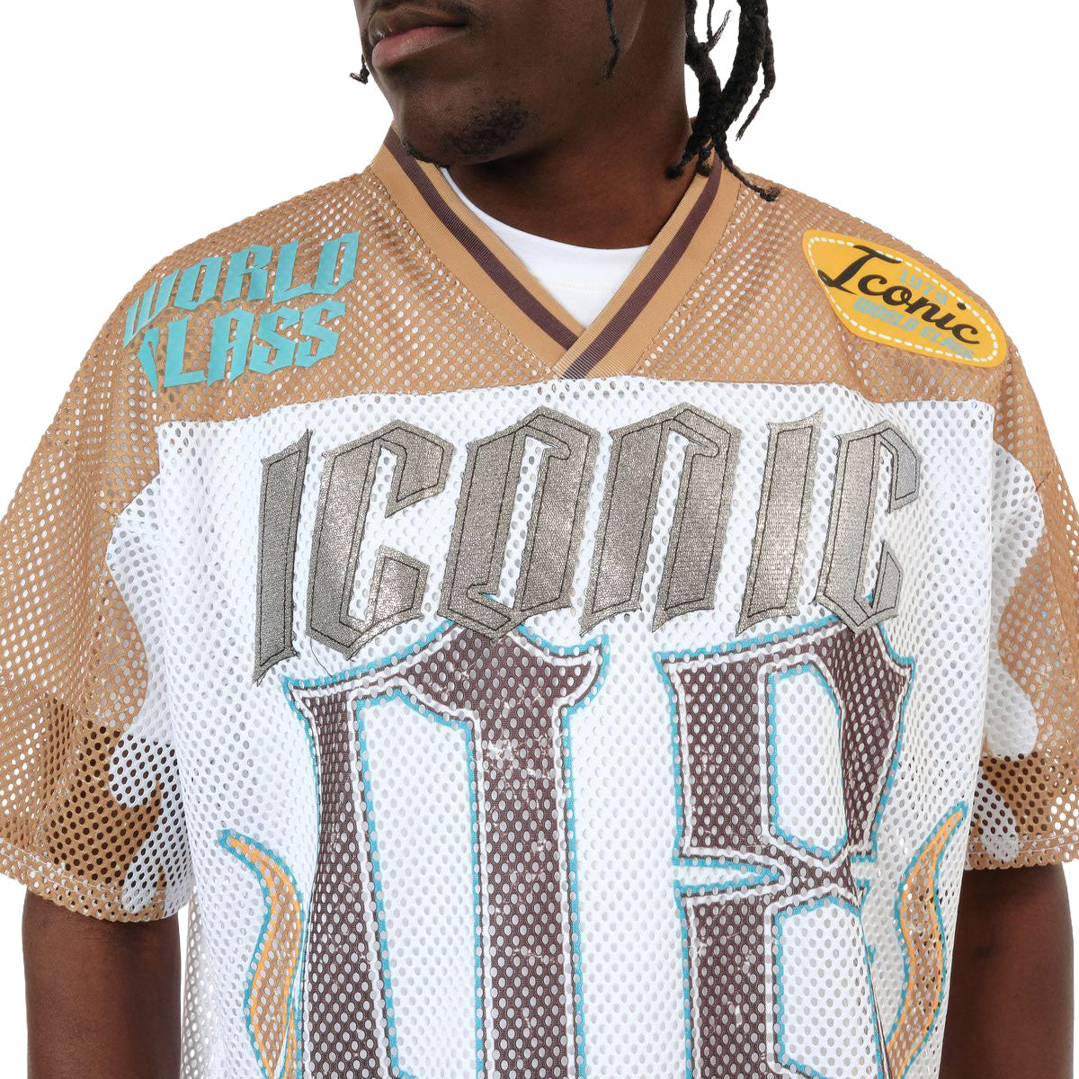 Copper Rivet Mesh Crop Jersey White Gold | Pro Feet | 611005-WH