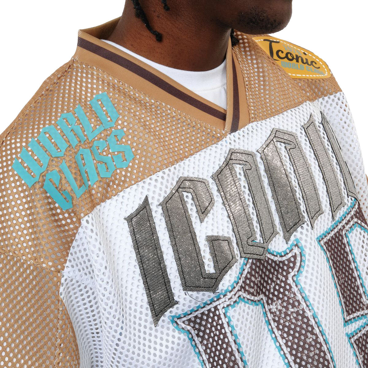 Copper Rivet Mesh Crop Jersey White Gold | Pro Feet | 611005-WH