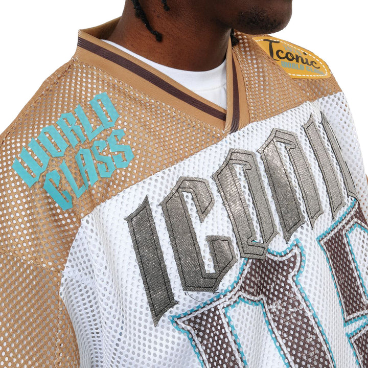 Copper Rivet Mesh Crop Jersey White Gold | Pro Feet | 611005-WH