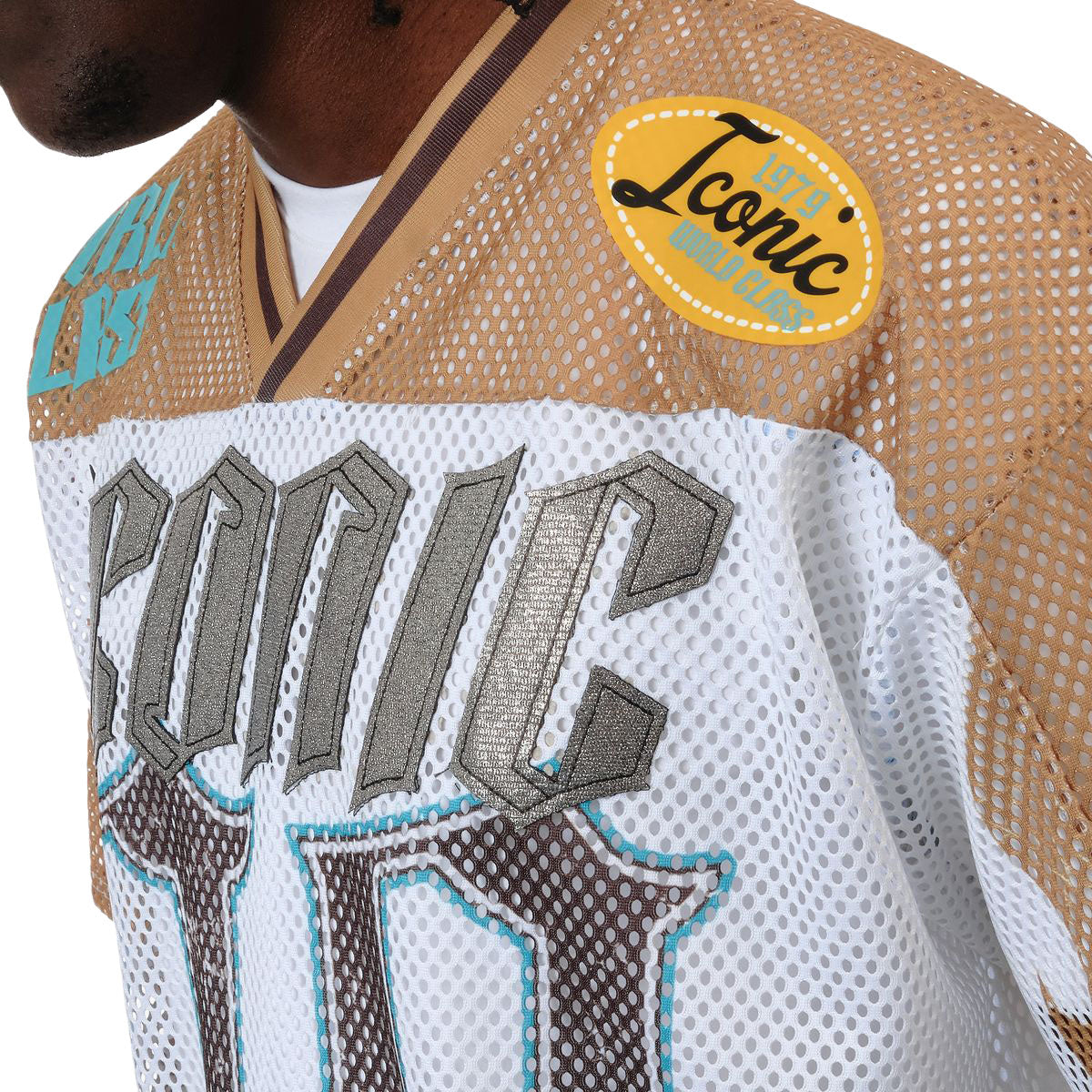Copper Rivet Mesh Crop Jersey White Gold | Pro Feet | 611005-WH