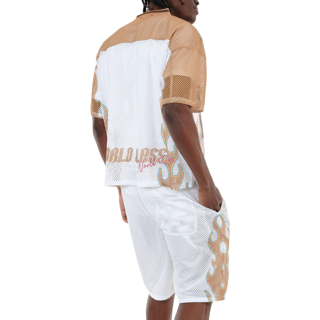 Copper Rivet Mesh Crop Jersey White Gold | Pro Feet | 611005-WH