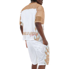 Copper Rivet Mesh Crop Jersey White Gold | Pro Feet | 611005-WH