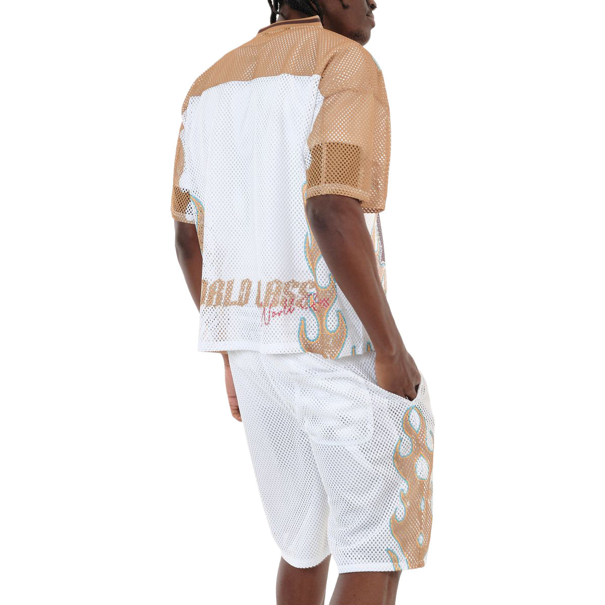 Copper Rivet Mesh Crop Jersey White Gold | Pro Feet | 611005-WH