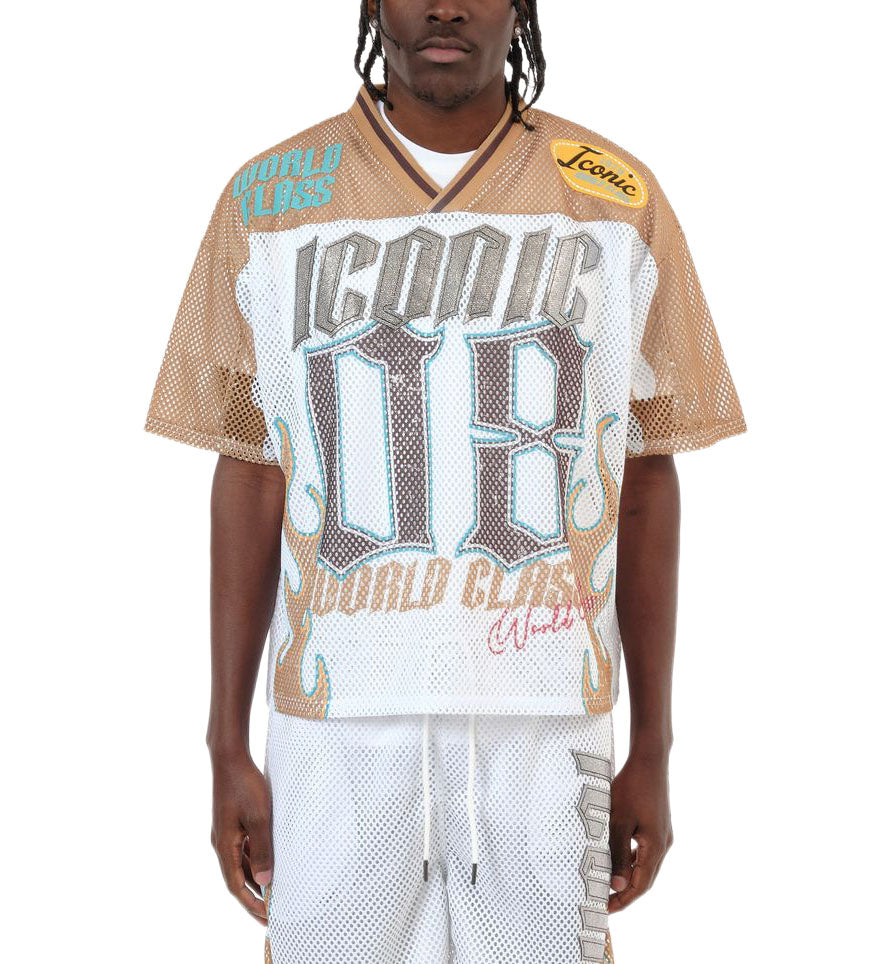 Copper Rivet Mesh Crop Jersey White Gold | Pro Feet | 611005-WH