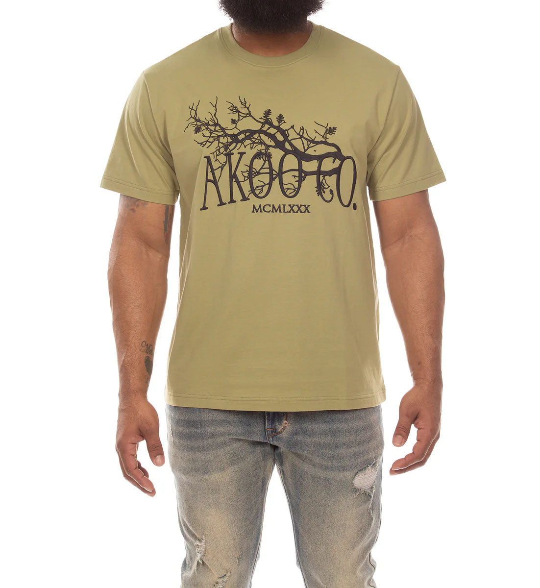 AKOO Family Tree Short Sleeve Knit Tee “Sage” (751-6308)
