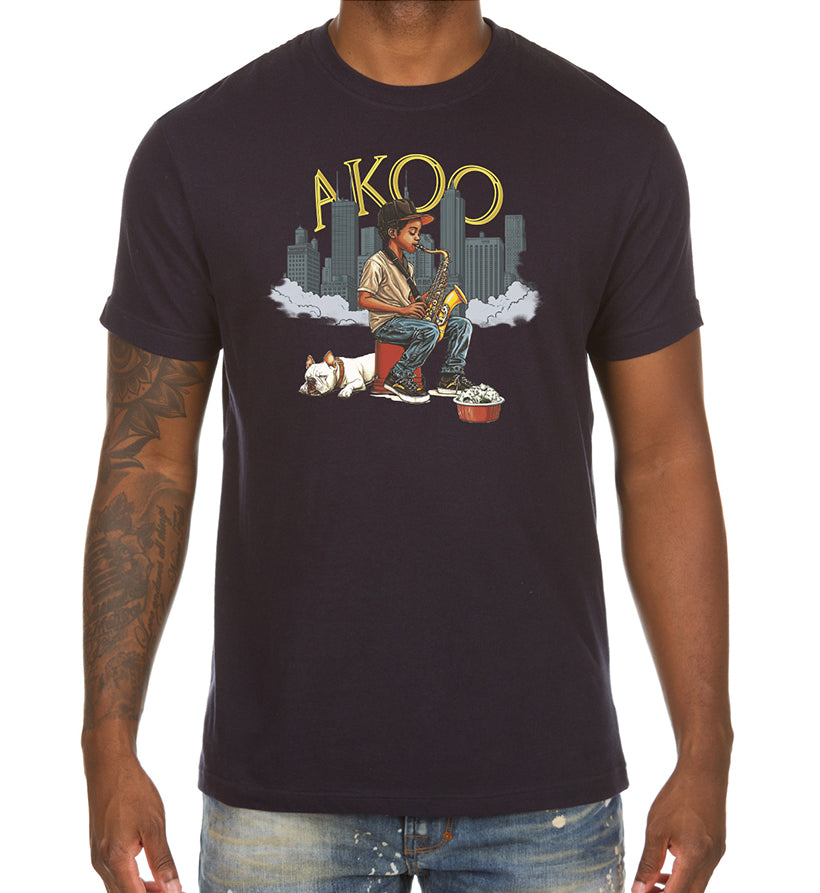 Navy AKOO Saxophone SS Tee