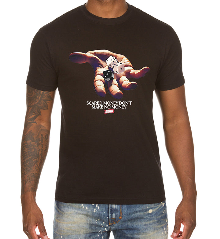 Person wearing black AKOO Dice SS Tee