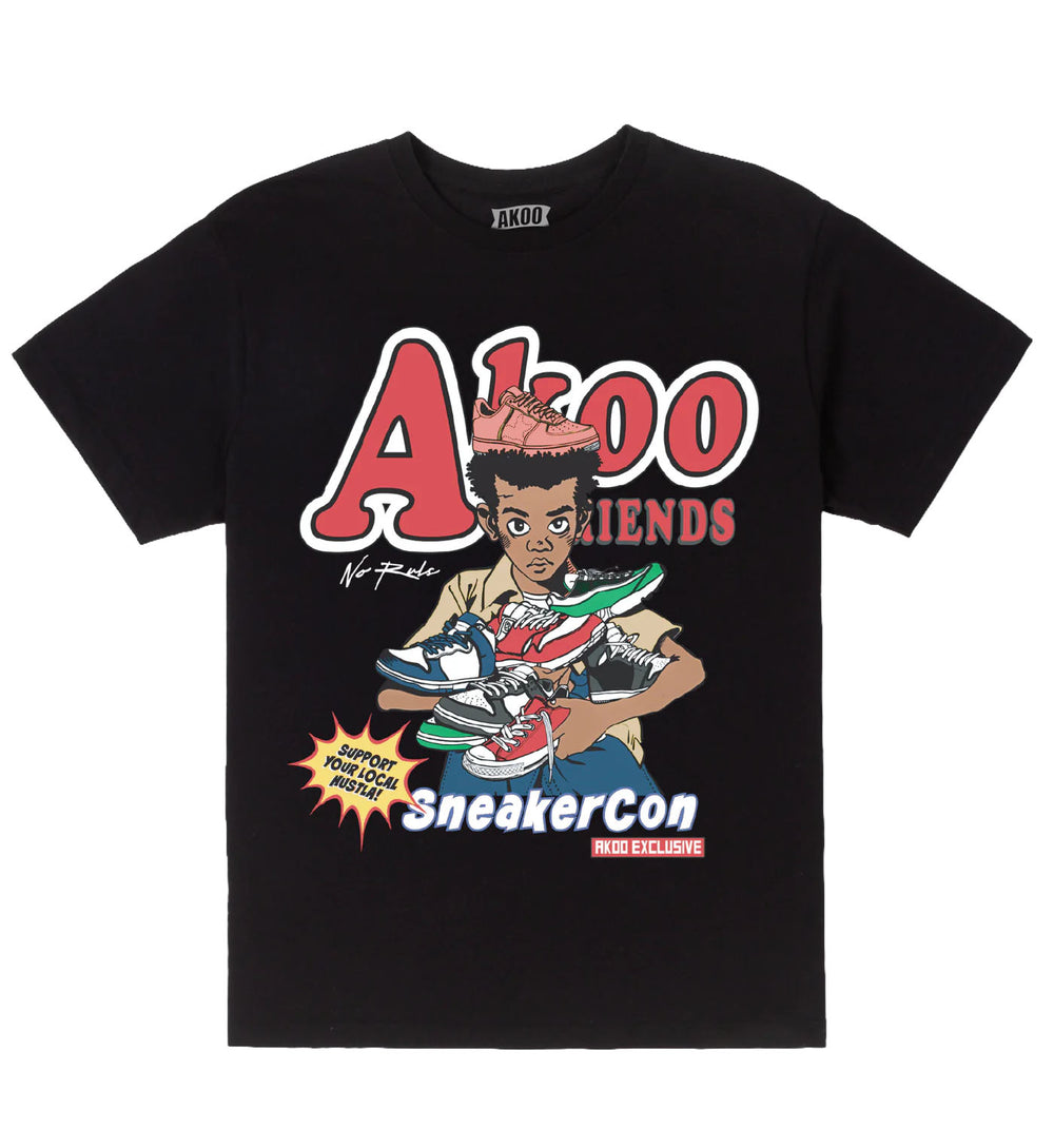 AKOO Sneaker Con SS Tee Black 751-9208 | Pro Feet