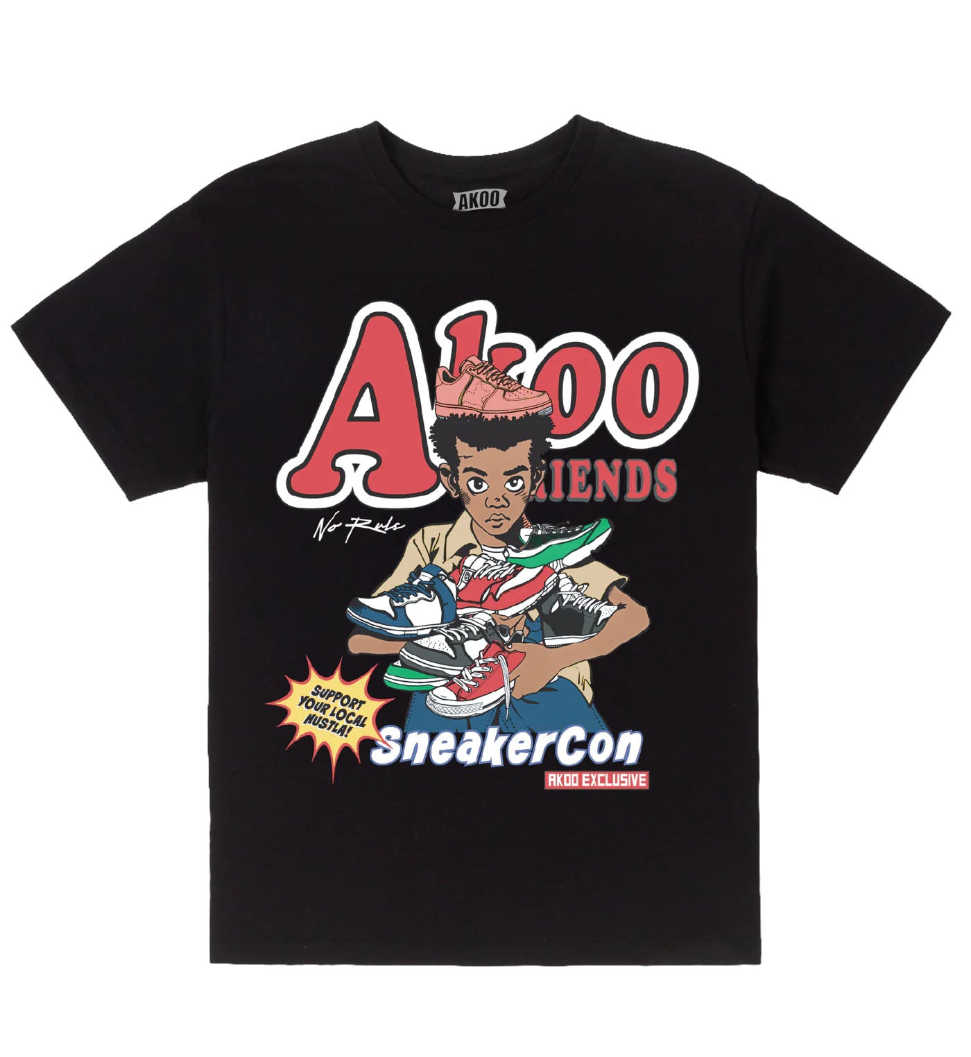 AKOO Sneaker Con SS Tee Black 751-9208 | Pro Feet