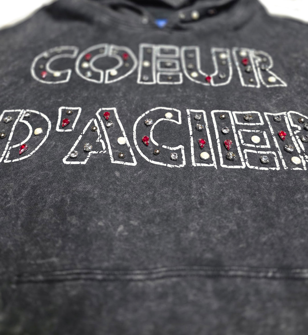 Rebel Denim ‘Coeur Dacier’ Jeweled Fleece Hoodie