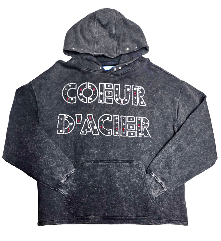 Rebel Denim ‘Coeur Dacier’ Jeweled Fleece Hoodie