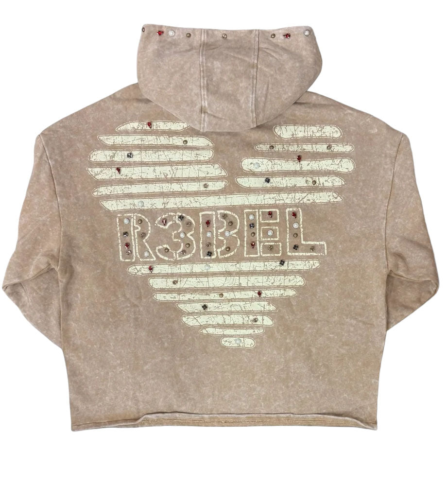 Rebel Denim ‘Coeur Dacier’ Jeweled Fleece Hoodie