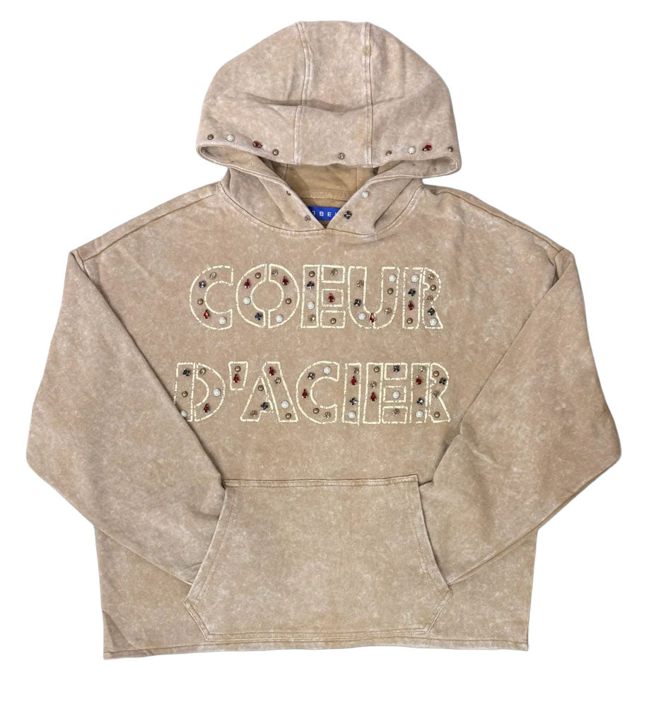 Rebel Denim ‘Coeur Dacier’ Jeweled Fleece Hoodie