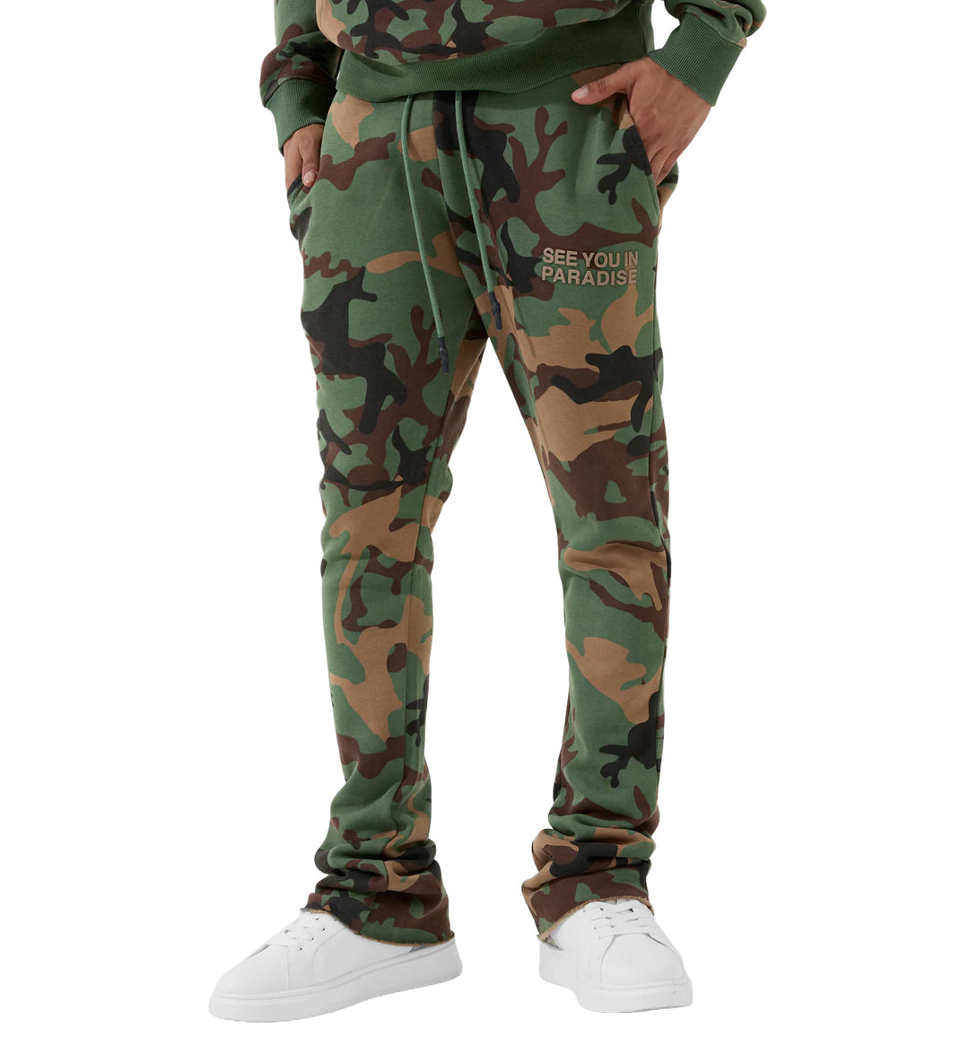 See You In Paradise Tonal Stacked Sweatpants - Vintage Camo