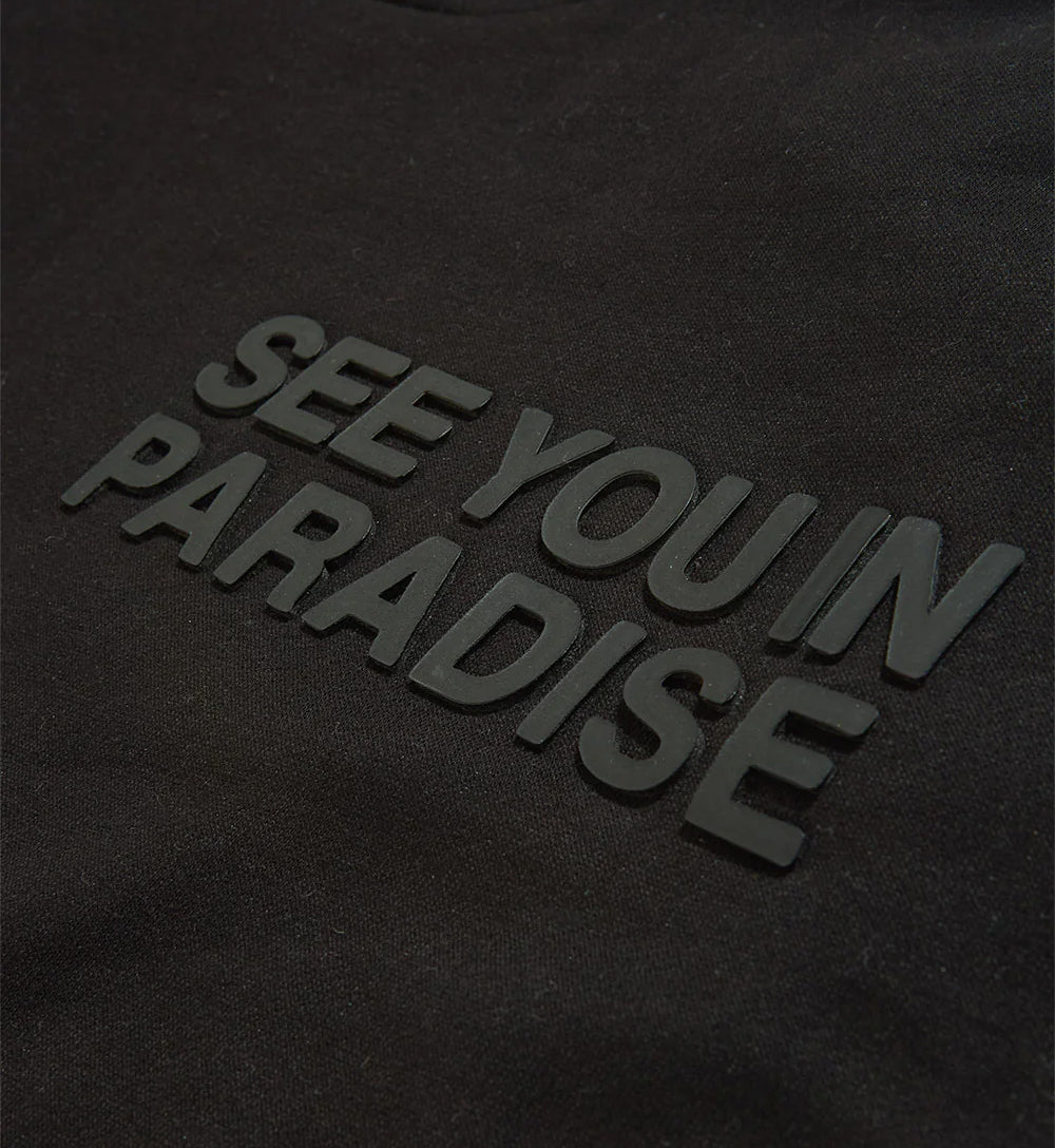 Detail of See You In Paradise Tonal Pullover Hoodie-Black
