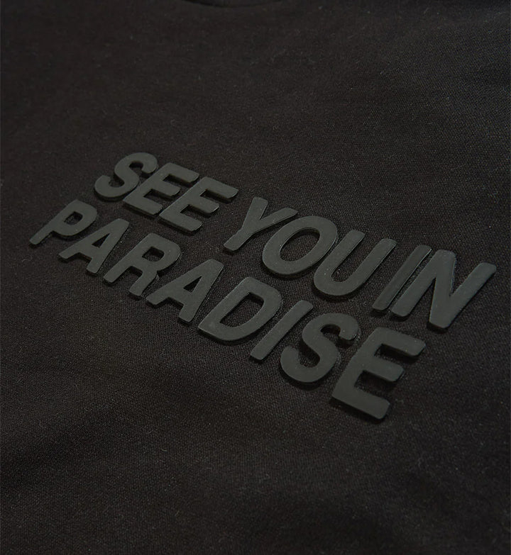 Detail of See You In Paradise Tonal Pullover Hoodie-Black