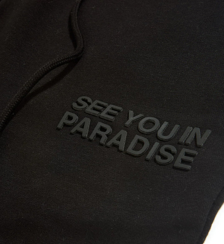 Black See You In Paradise Tonal Stacked Sweatpants detail