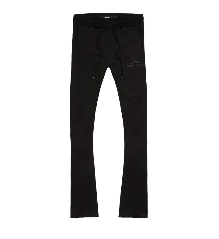 See You In Paradise Tonal Stacked Sweatpants - Black