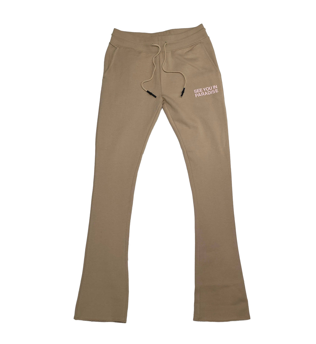 See You In Paradise Tonal Stacked Sweatpants - Cream