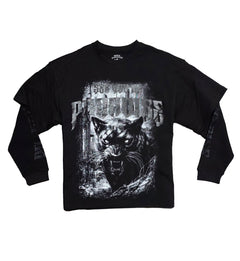 See You In Paradise Panther Layered Long Sleeve Shirt “Black” (9182A-10)