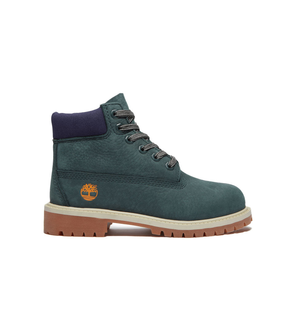 Dark green Timberland Premium 6-Inch Waterproof Preschool Boot on a white background