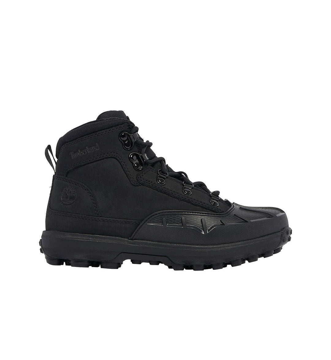 Black Timberland® Converge Waterproof Hiking Boot for preschool on a white background