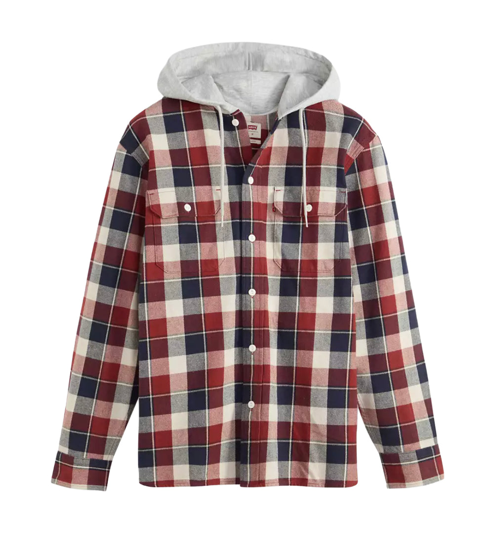 Levi’s Plaid Hooded Classic Worker Shirt — Reeve Plaid Russet Brown 