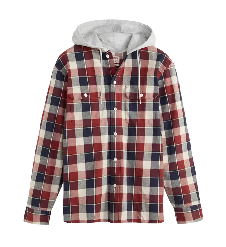 Levi’s Plaid Hooded Classic Worker Shirt — Reeve Plaid Russet Brown 
