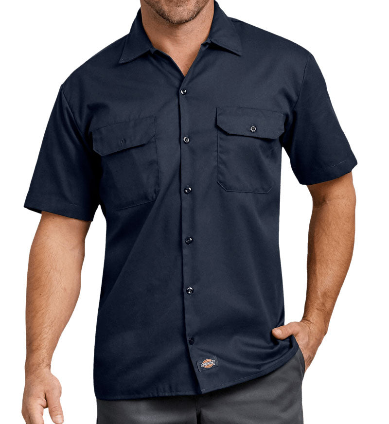 Dark navy Dickies FLEX Relaxed Fit Short Sleeve Work Shirt 