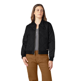 Dickies Women’s Quilted Bomber Jacket Black A876T | Pro Feet