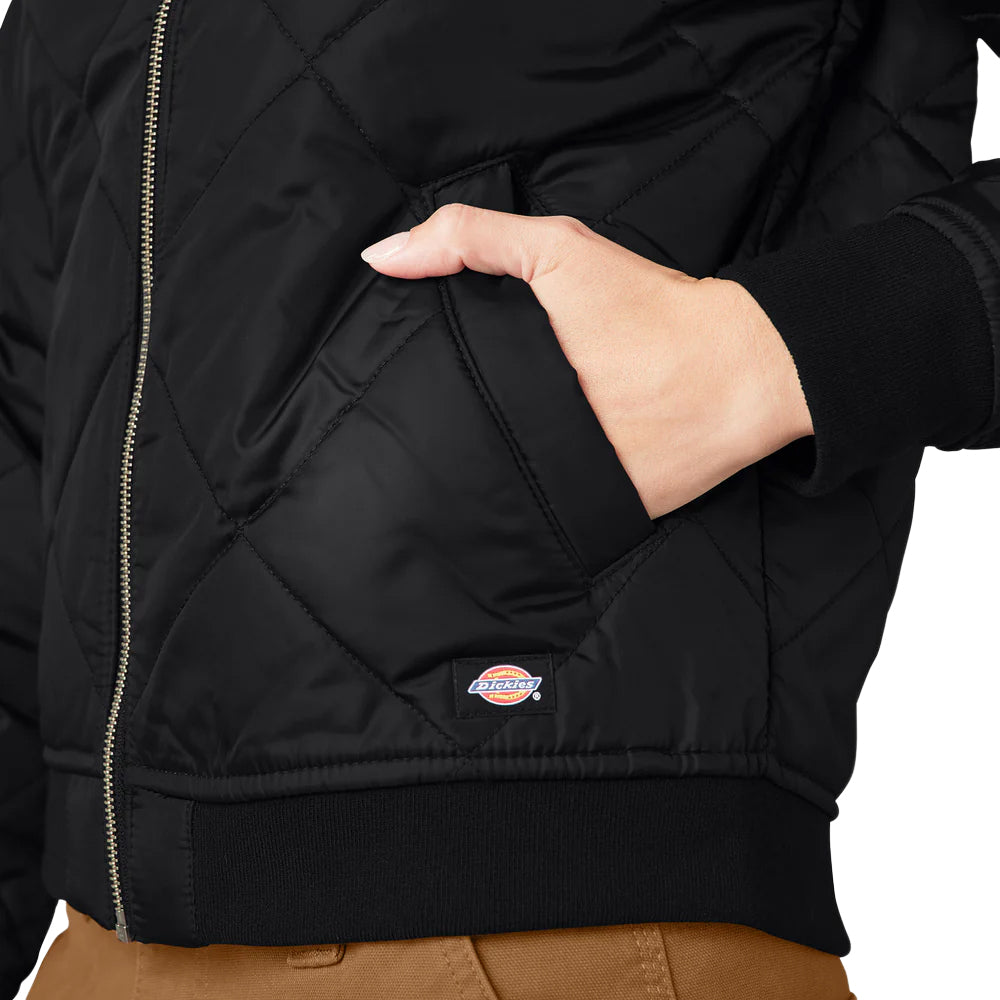 Dickies Women’s Quilted Bomber Jacket Black A876T | Pro Feet
